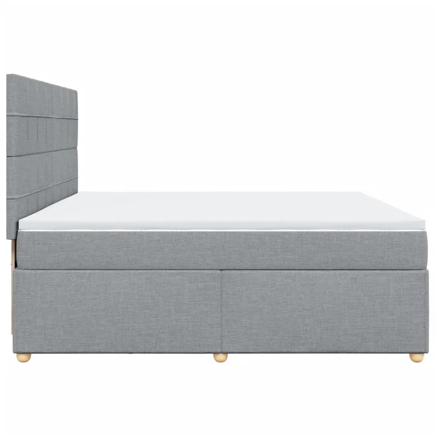Sommier à lattes de lit avec matelas Gris clair 200x200cm Tissu - 5