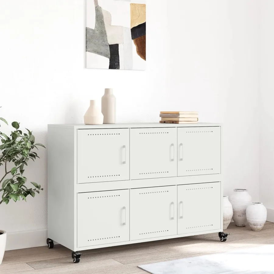 Buffet blanc 100,5x39x72 cm acier - 3
