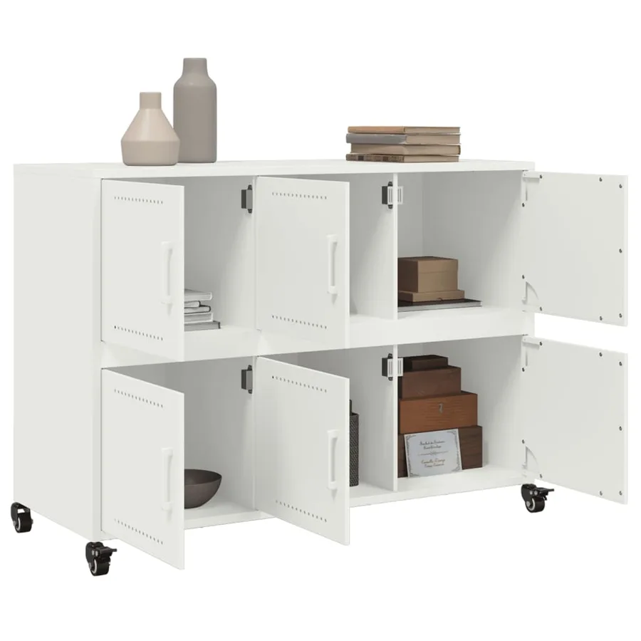 Buffet blanc 100,5x39x72 cm acier - 5