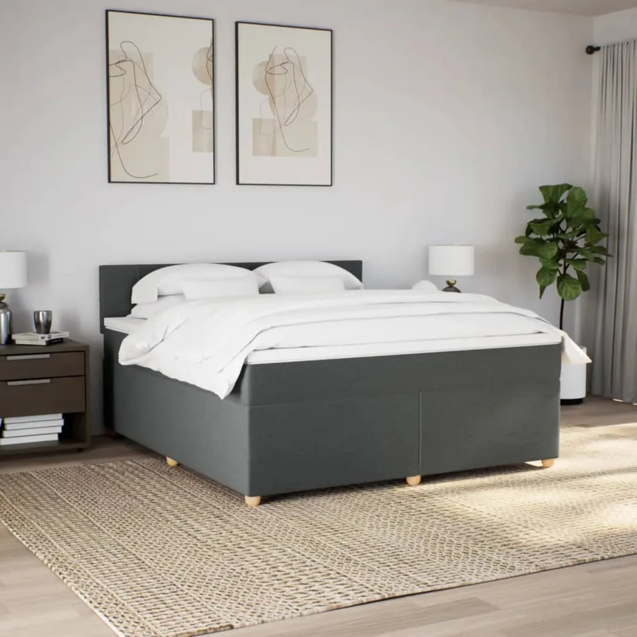 Sommier à lattes de lit avec matelas Gris foncé 180x200cm Tissu - 3