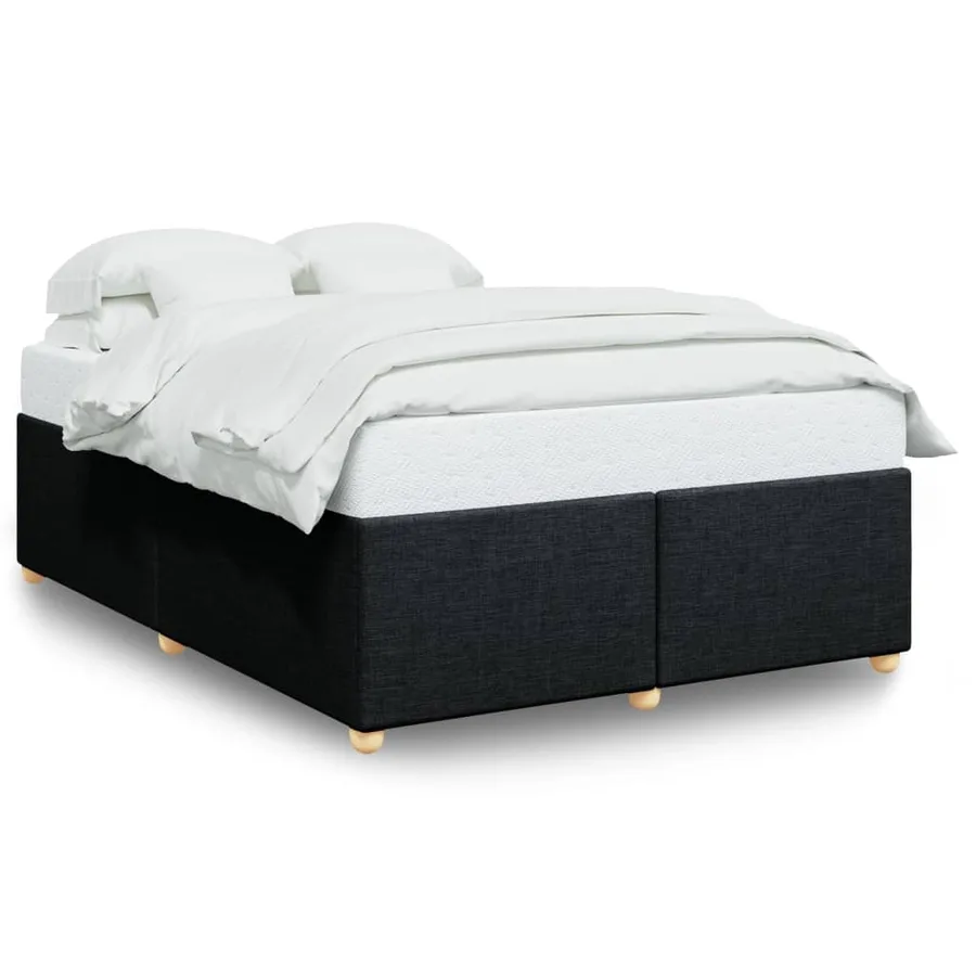 Cadre de lit sans matelas noir 140x190 cm tissu - 2