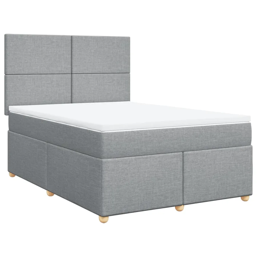 Sommier à lattes de lit avec matelas Gris clair 140x190cm Tissu - 2