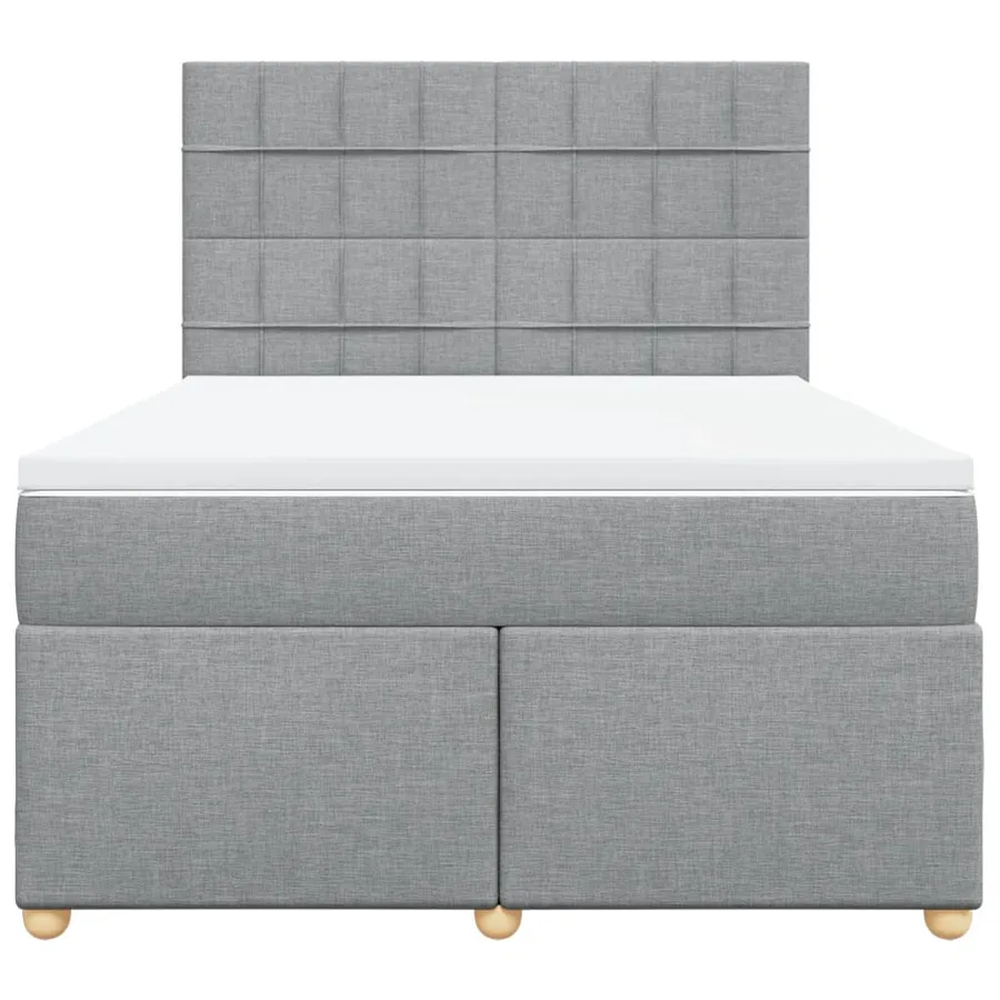 Sommier à lattes de lit avec matelas Gris clair 140x190cm Tissu - 4