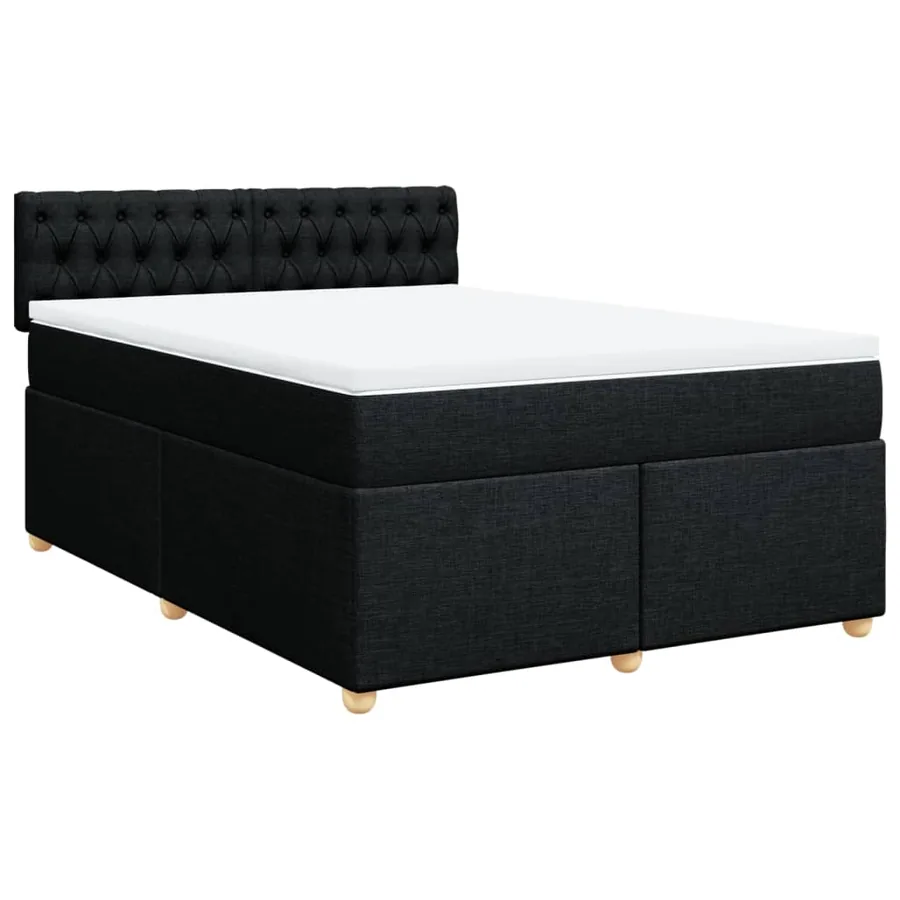 Sommier à lattes de lit avec matelas Noir 140x190 cm Tissu - 2