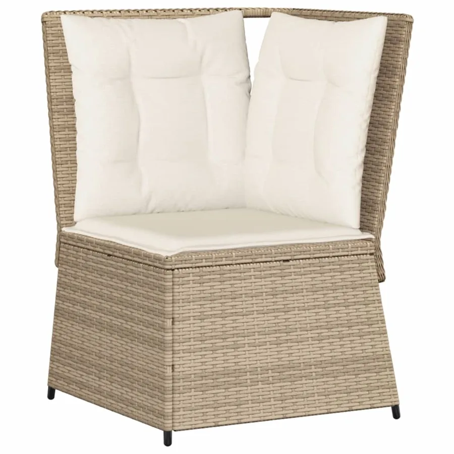 Salon de jardin avec coussins 5 pcs beige résine tressée - 6