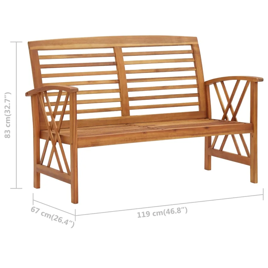 Banc de jardin 119 cm bois d'acacia solide - 7