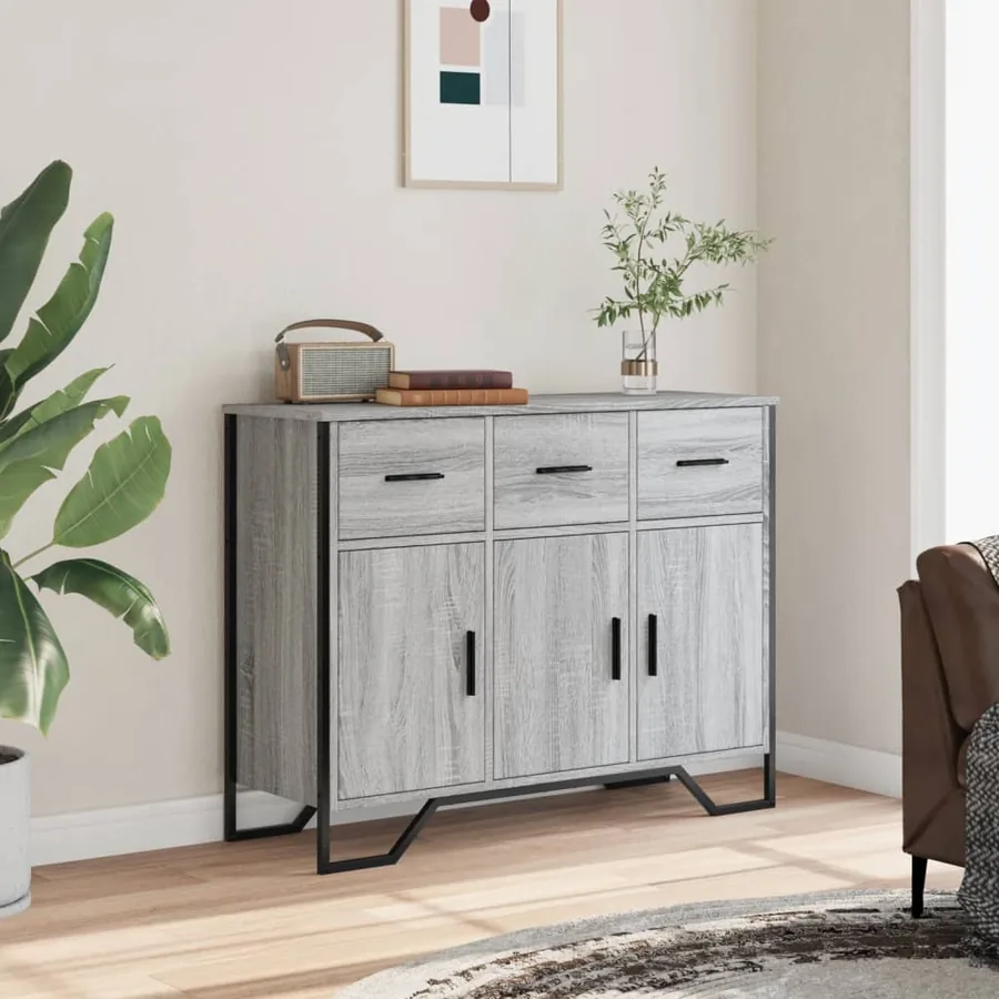 Buffet sonoma gris 97x32,5x74,5 cm bois d'ingénierie - 3