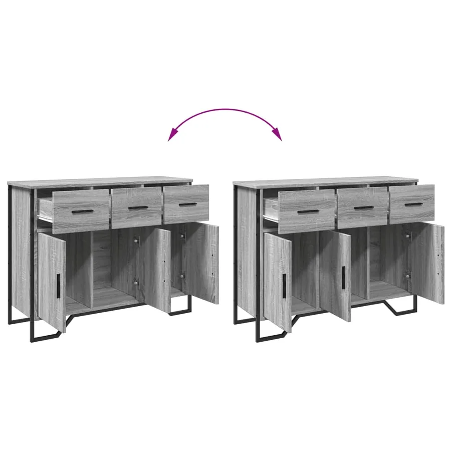 Buffet sonoma gris 97x32,5x74,5 cm bois d'ingénierie - 8