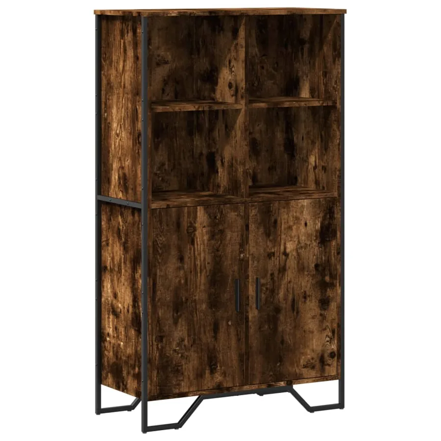 Buffet haut chêne fumé 79,5x35,5x137,5 cm bois d'ingénierie - 2