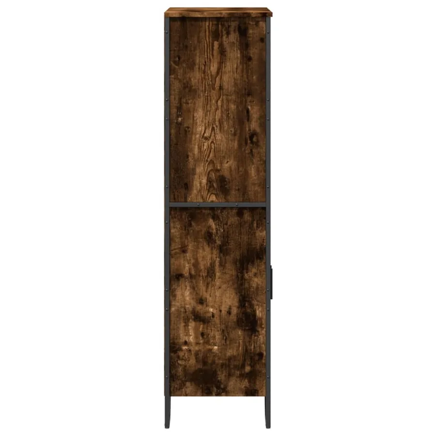 Buffet haut chêne fumé 79,5x35,5x137,5 cm bois d'ingénierie - 5