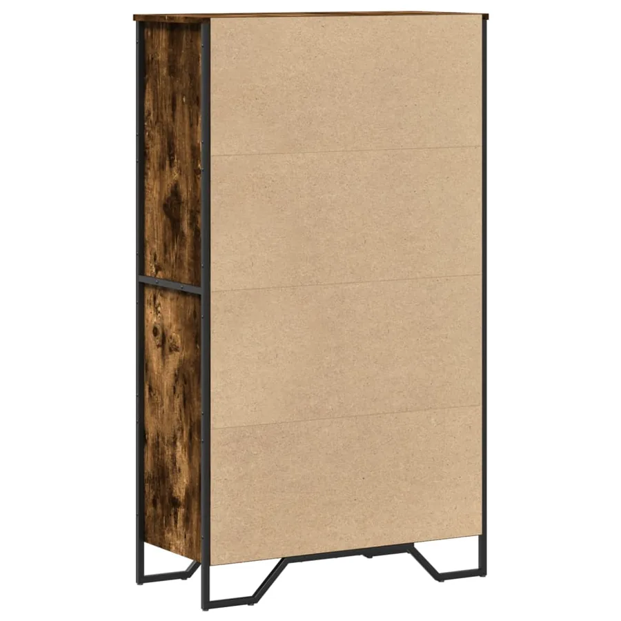 Buffet haut chêne fumé 79,5x35,5x137,5 cm bois d'ingénierie - 6