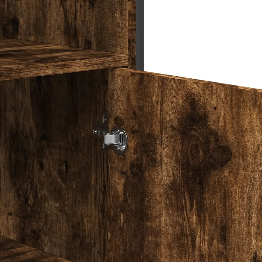 Buffet haut chêne fumé 79,5x35,5x137,5 cm bois d'ingénierie - 7