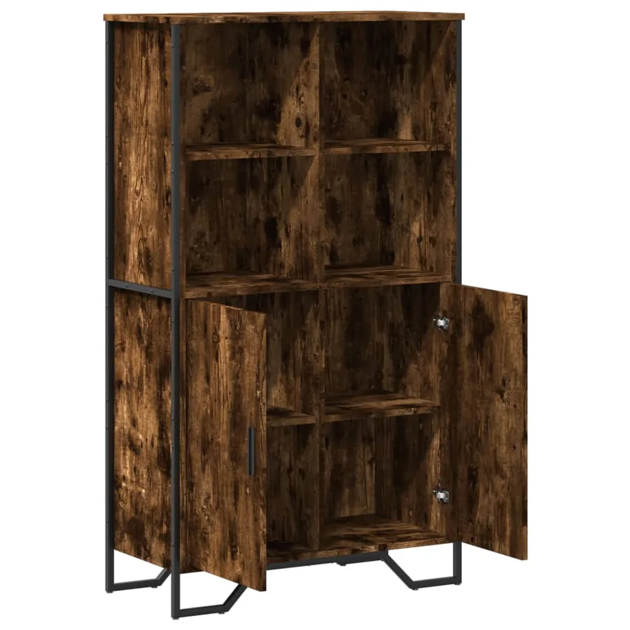 Buffet haut chêne fumé 79,5x35,5x137,5 cm bois d'ingénierie - 8