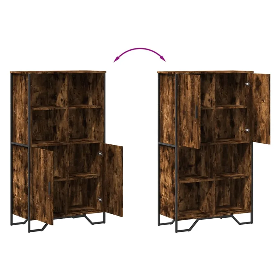 Buffet haut chêne fumé 79,5x35,5x137,5 cm bois d'ingénierie - 9