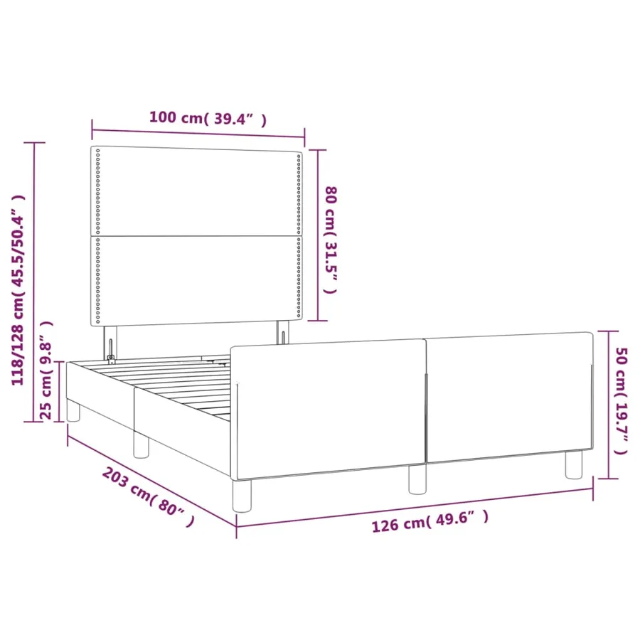 Cadre de lit sans matelas gris clair 120x200 cm velours - 14