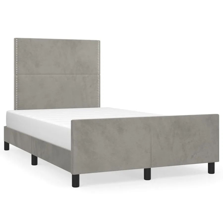Cadre de lit sans matelas gris clair 120x200 cm velours - 2