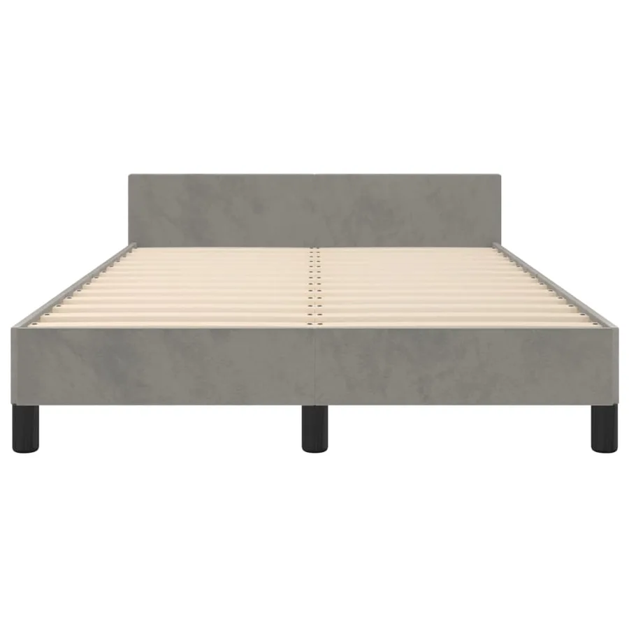 Cadre de lit sans matelas gris clair 120x200 cm velours - 6