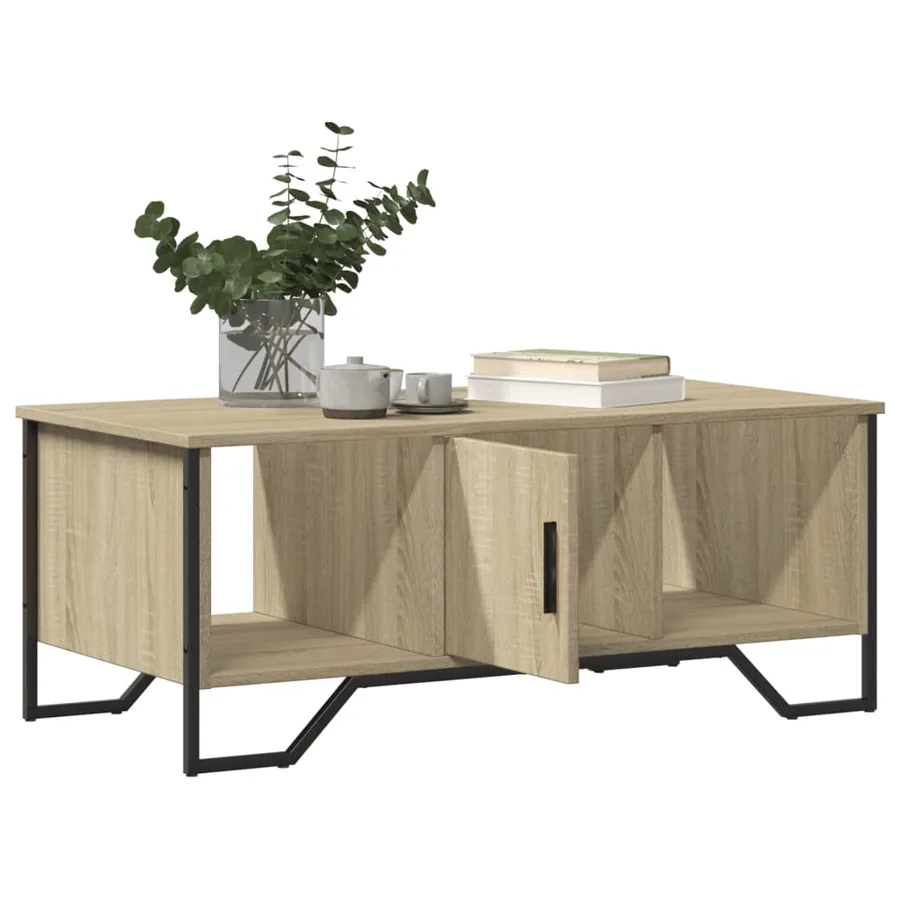 Table basse chêne sonoma 100x51x40 cm bois d'ingénierie - 9