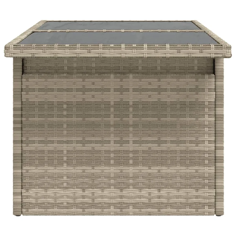 Table de jardin dessus en verre gris clair 100x55x73 cm rotin - 6