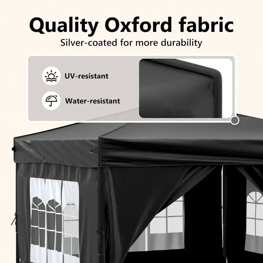 Folding Party Tent with Sidewalls Black 3x3 m - 11