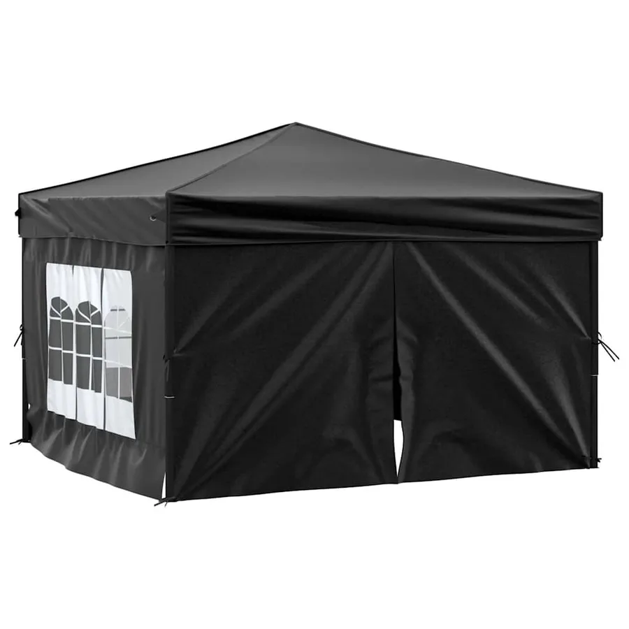 Folding Party Tent with Sidewalls Black 3x3 m - 2