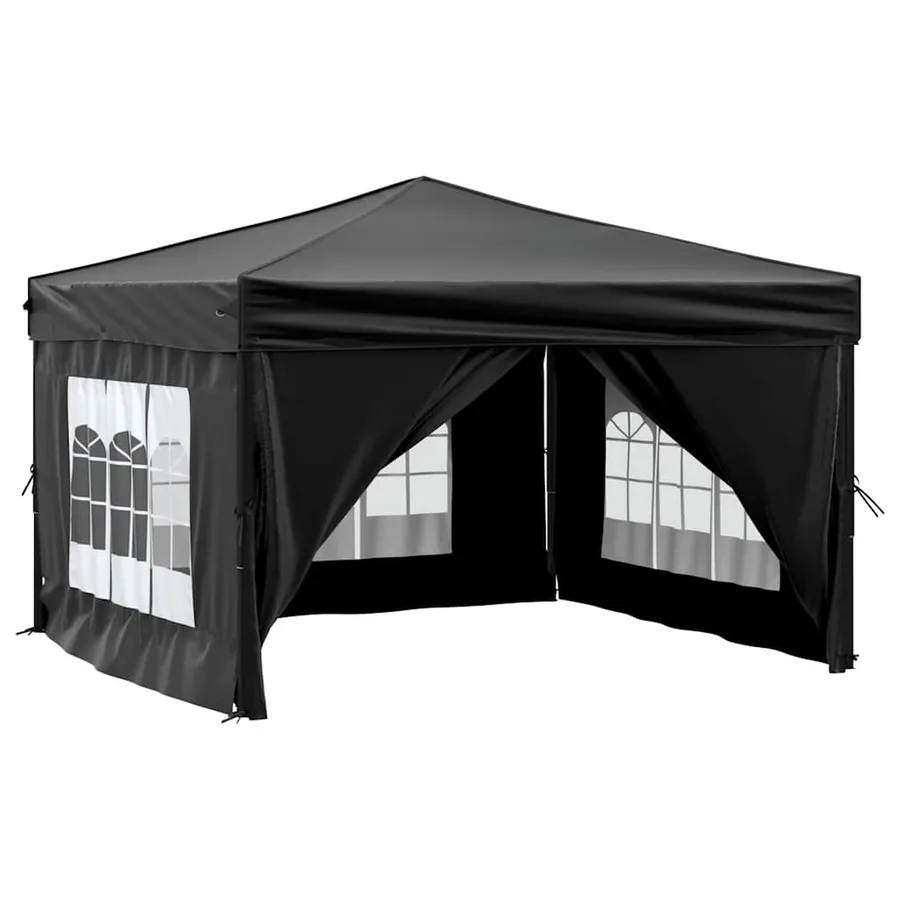 Folding Party Tent with Sidewalls Black 3x3 m - 3