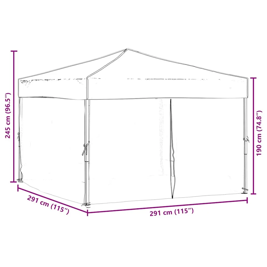 Tente de réception pliable avec parois Noir 3x3 m - 9