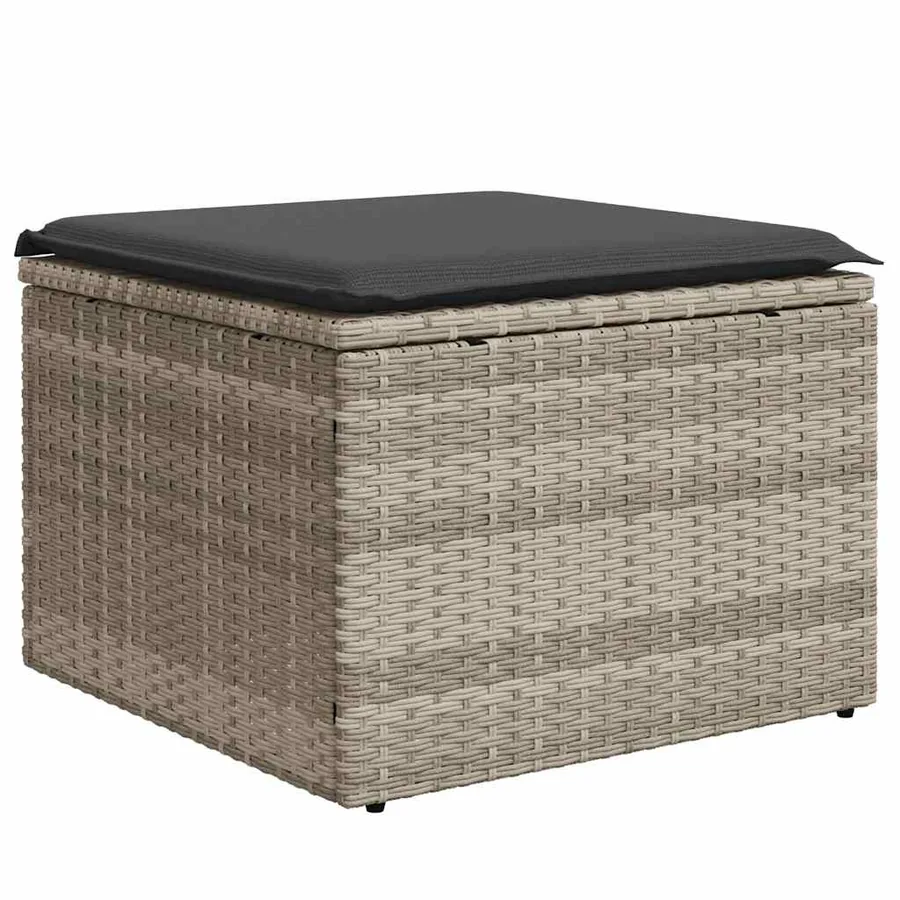 Salon de jardin 9 pcs avec coussins gris clair résine tressée - 7