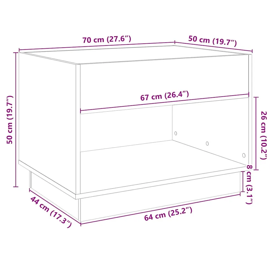 Table basse avec LED infini noir 70x50x50 cm - 13
