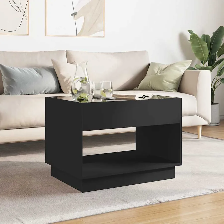 Table basse avec LED infini noir 70x50x50 cm - 3