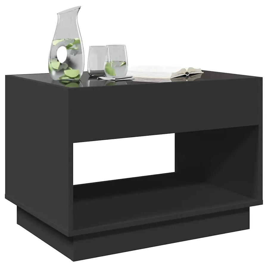 Table basse avec LED infini noir 70x50x50 cm - 4