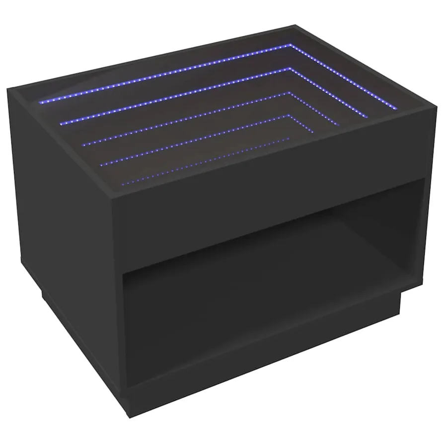 Table basse avec LED infini noir 70x50x50 cm - 5