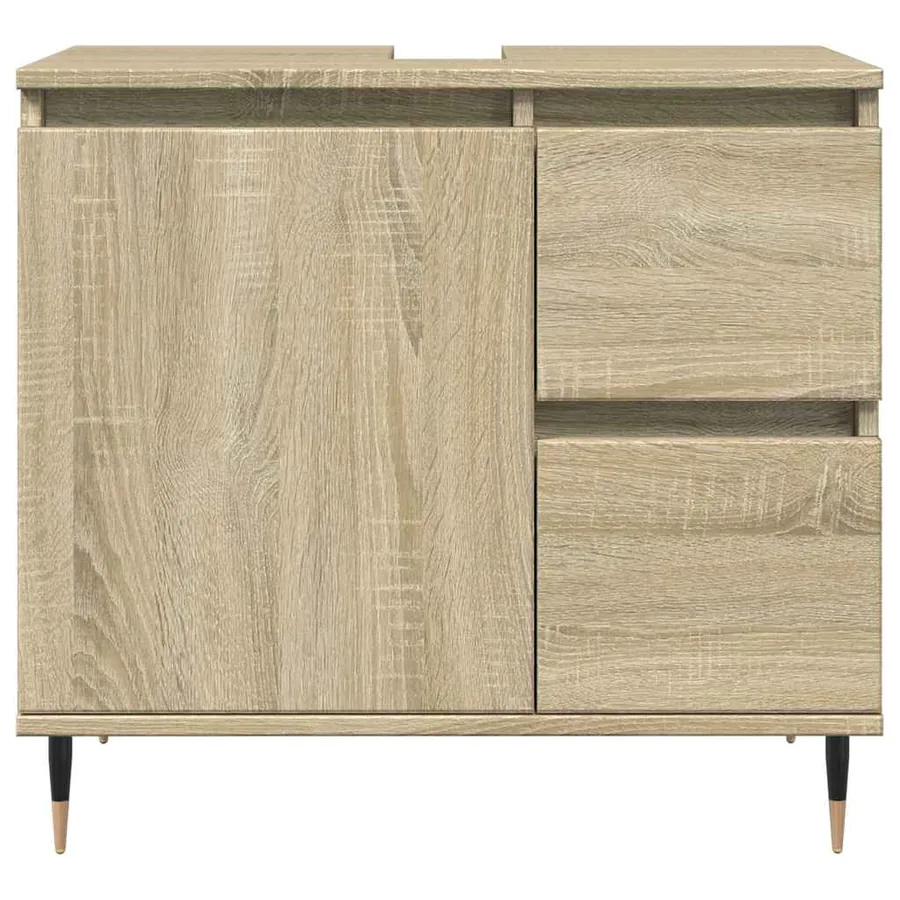 Armoire lavabo de salle de bain chêne sonoma bois d'ingénierie - 3