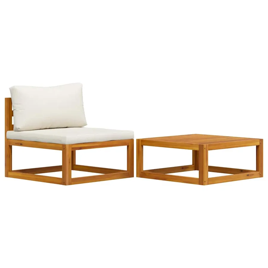 Garden Lounge Set 2 pcs with Cushion Solid Acacia Wood - 2
