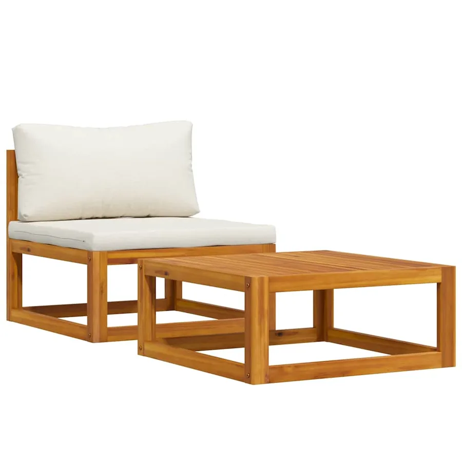 Garden Lounge Set 2 pcs with Cushion Solid Acacia Wood - 4