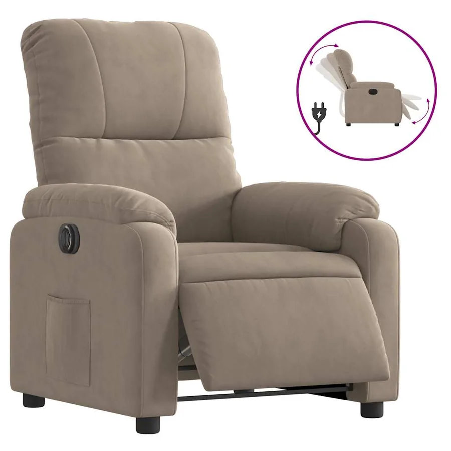 Fauteuil inclinable électrique taupe tissu microfibre - 2