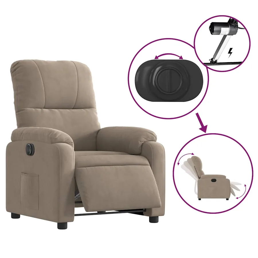 Fauteuil inclinable électrique taupe tissu microfibre - 6
