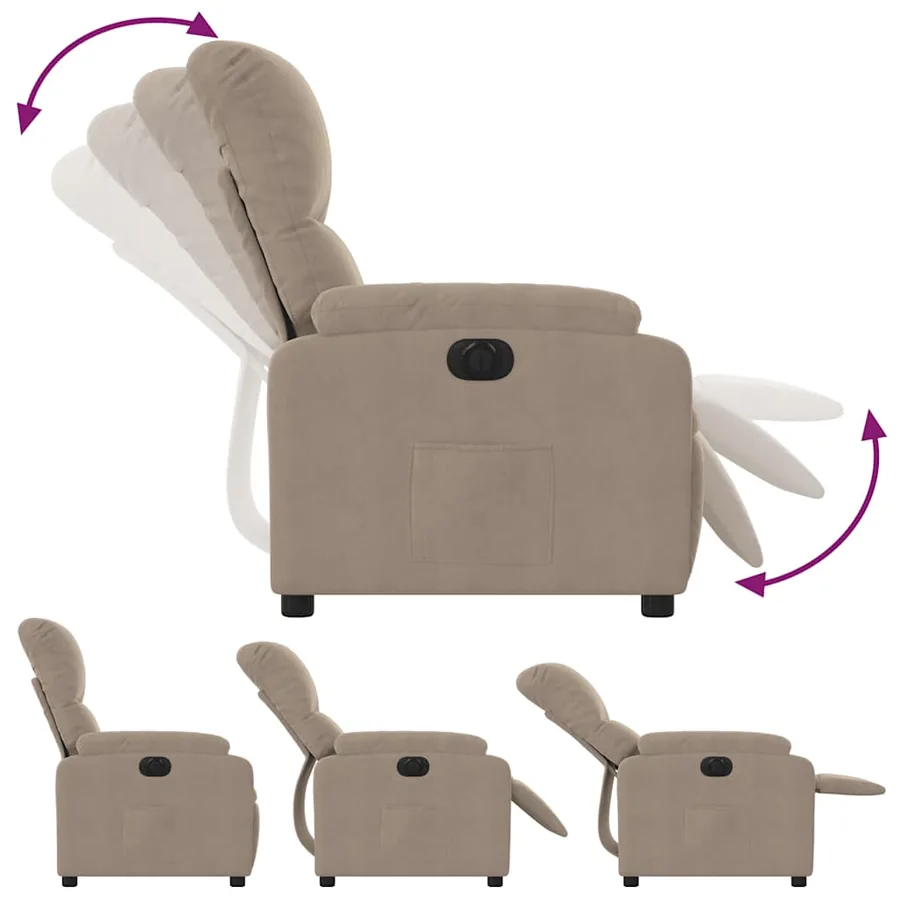 Fauteuil inclinable électrique taupe tissu microfibre - 7