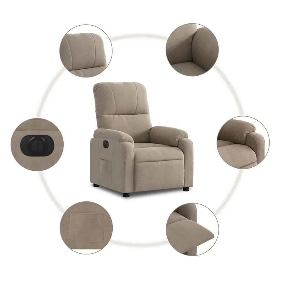 Fauteuil inclinable électrique taupe tissu microfibre - 8