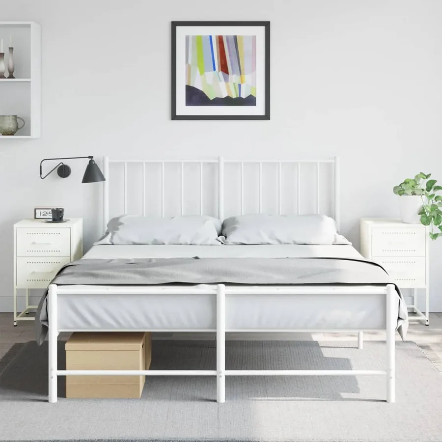 Tables de chevet 2 pcs blanc 36x39x60,5 cm acier - 3
