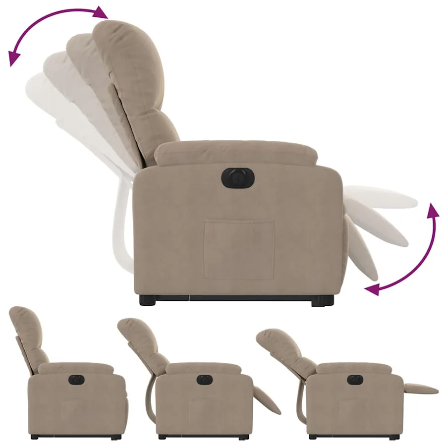 Fauteuil inclinable électrique taupe tissu microfibre - 7