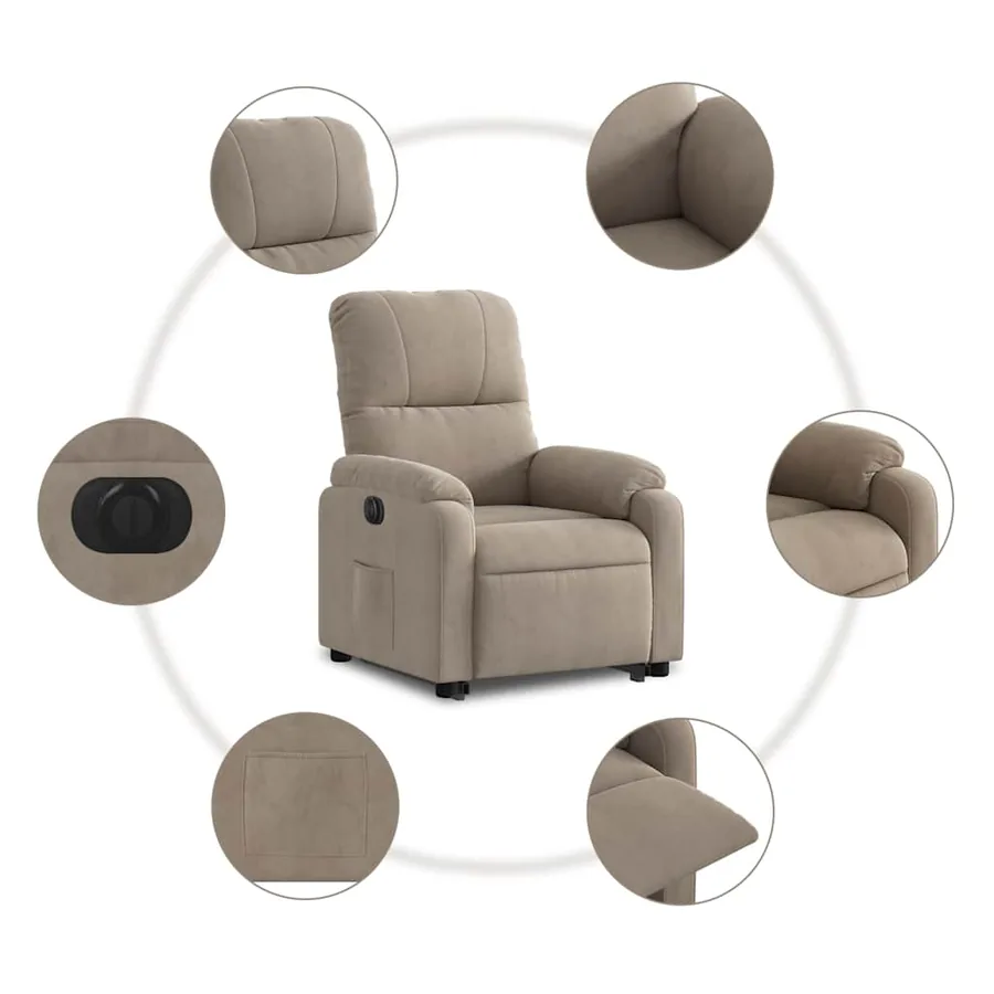 Fauteuil inclinable électrique taupe tissu microfibre - 8