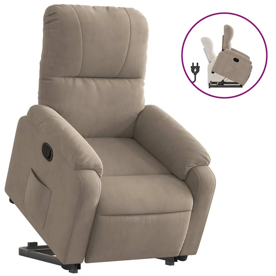 Fauteuil inclinable taupe tissu microfibre - 2