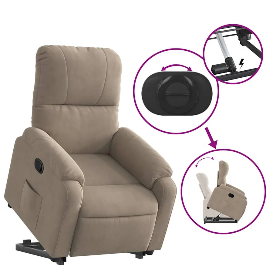 Fauteuil inclinable taupe tissu microfibre - 6