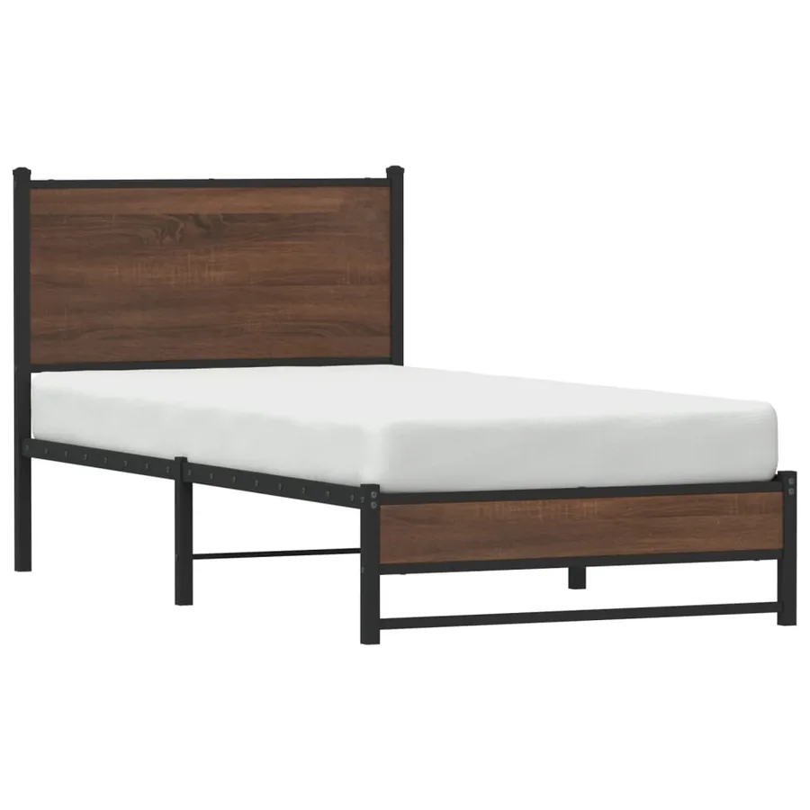 Cadre de lit en métal sans matelas chêne marron 80x200 cm - 4