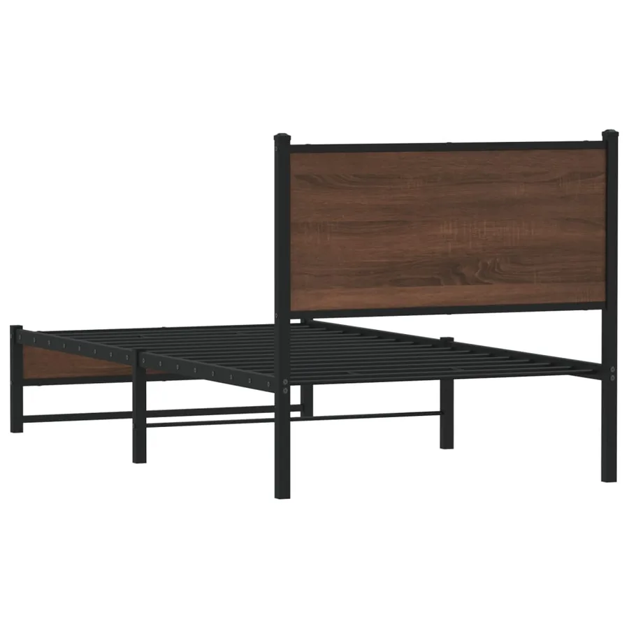 Cadre de lit en métal sans matelas chêne marron 80x200 cm - 7