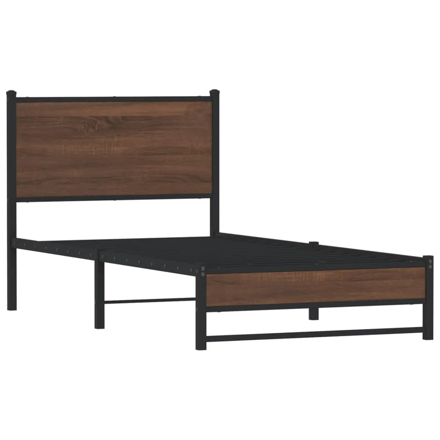 Cadre de lit en métal sans matelas chêne marron 90x200 cm - 3