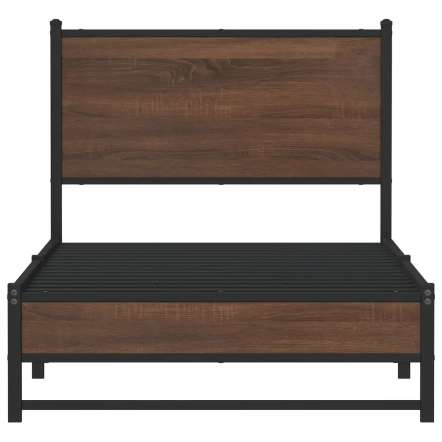 Cadre de lit en métal sans matelas chêne marron 90x200 cm - 5