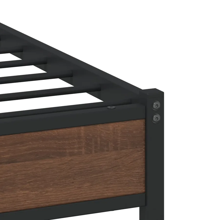 Cadre de lit en métal sans matelas chêne marron 90x200 cm - 8
