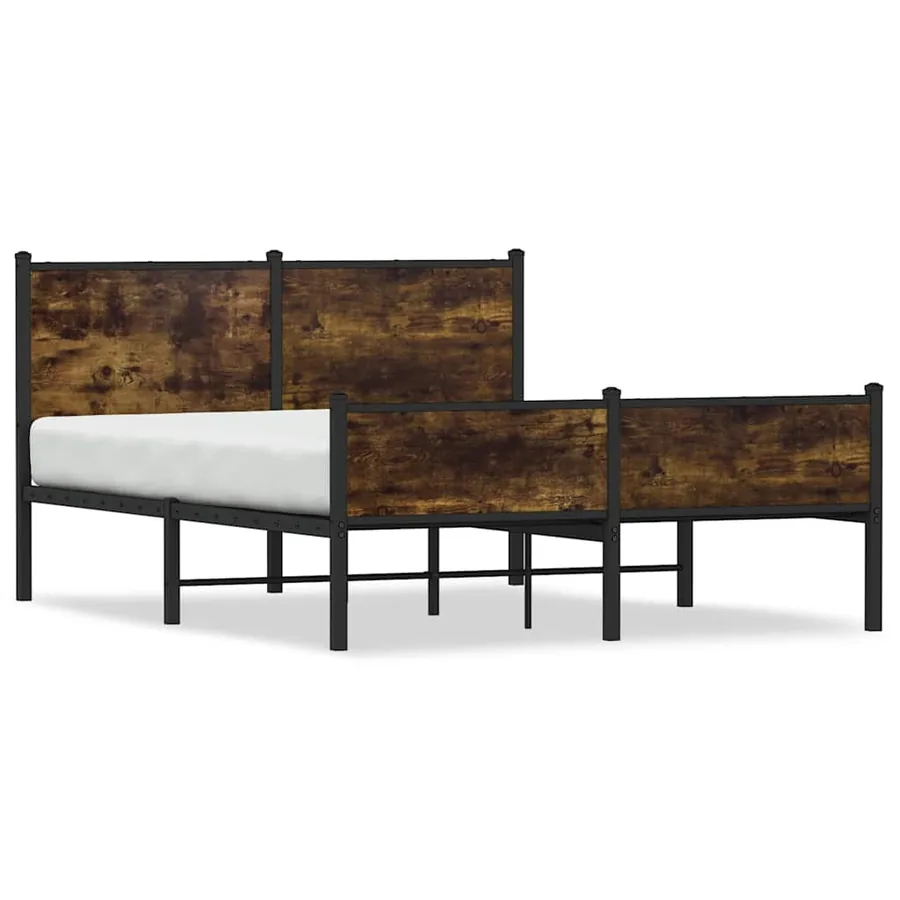 Cadre de lit en métal sans matelas chêne fumé 150x200 cm - 2